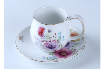 貼花咖啡杯、茶杯碟套組